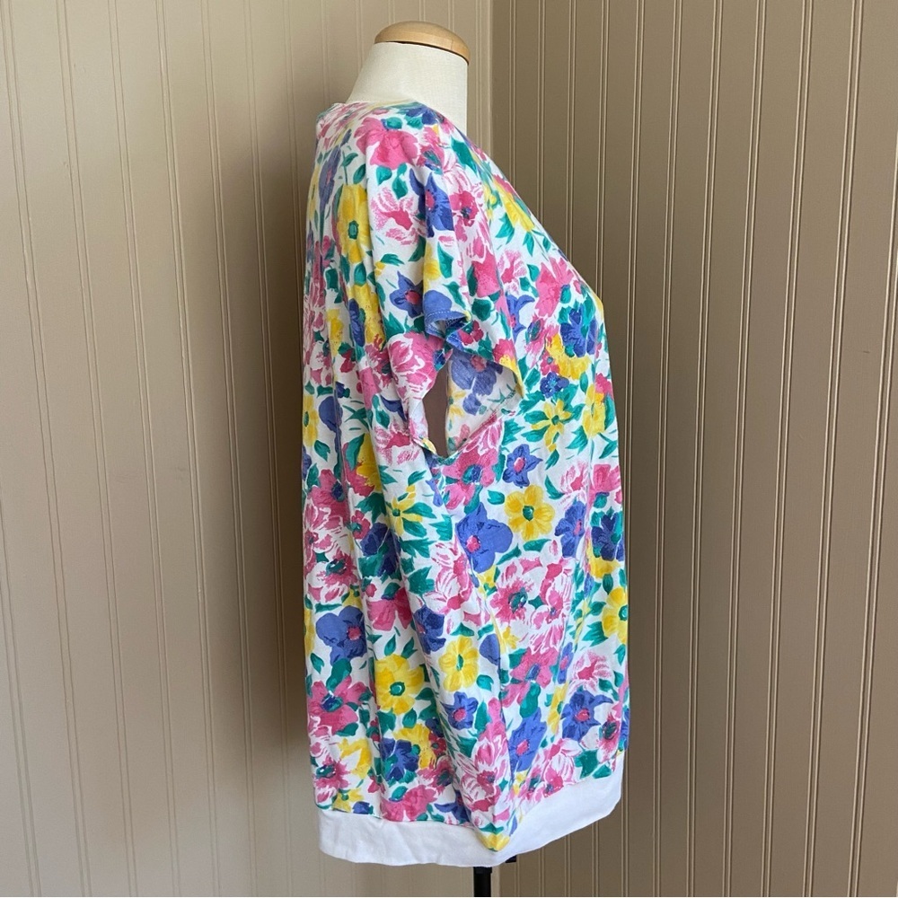 Vintage Retro Perspective Vibrant Floral Print Top T-shirt Women’s Size XL - Picture 4 of 6